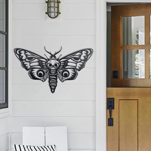 Deather Death Head Metal Wall Decor ، Decord Black Gothic Skull Butterfly Wall Decor (Style 2) in Saudi Arabia