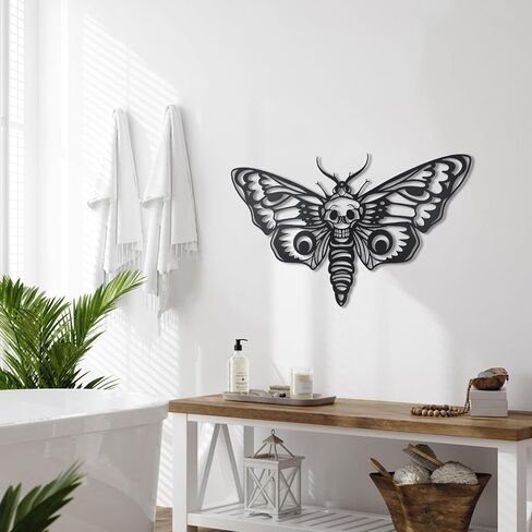 Deather Death Head Metal Wall Decor ، Decord Black Gothic Skull Butterfly Wall Decor (Style 2) in Saudi Arabia