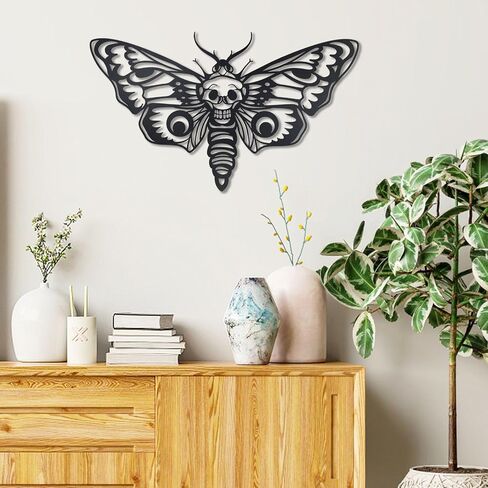 Deather Death Head Metal Wall Decor ، Decord Black Gothic Skull Butterfly Wall Decor (Style 2) in Saudi Arabia