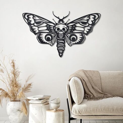 Deather Death Head Metal Wall Decor ، Decord Black Gothic Skull Butterfly Wall Decor (Style 2) in Saudi Arabia