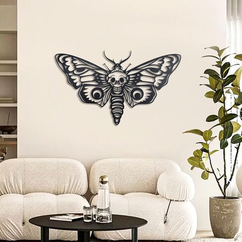 Deather Death Head Metal Wall Decor ، Decord Black Gothic Skull Butterfly Wall Decor (Style 2) in Saudi Arabia