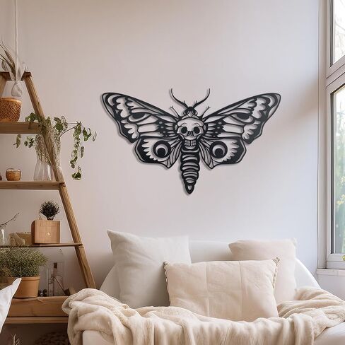 Deather Death Head Metal Wall Decor ، Decord Black Gothic Skull Butterfly Wall Decor (Style 2) in Saudi Arabia