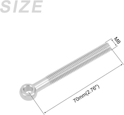 مسمار رفع أرجوحة الكتف من ميتاليكسيتي (M14x80 مم) قطعتين، 304 مسامير عين من الفولاذ المقاوم للصدأ - لتجديد المنزل، مثبتات صمامات بوابة خطوط الأنابيب، فضي in Kuwait