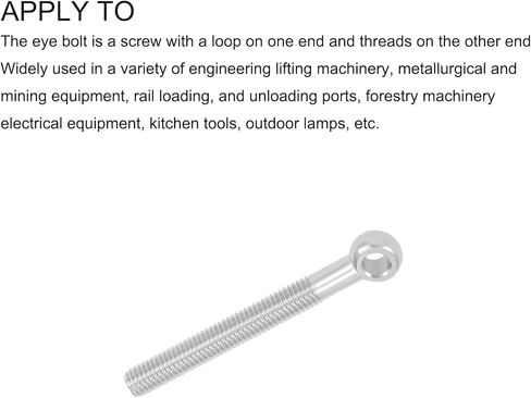 مسمار رفع أرجوحة الكتف من ميتاليكسيتي (M14x80 مم) قطعتين، 304 مسامير عين من الفولاذ المقاوم للصدأ - لتجديد المنزل، مثبتات صمامات بوابة خطوط الأنابيب، فضي in Kuwait