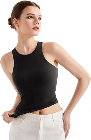SUUKSESS Women High Neck Sleeveless Double Lined Summer Basic Crop Tank Tops 2025 in Kuwait