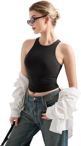 SUUKSESS Women High Neck Sleeveless Double Lined Summer Basic Crop Tank Tops 2025 in Kuwait