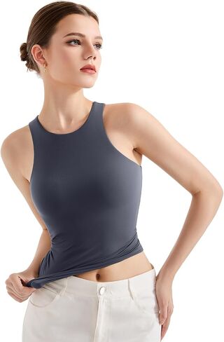 SUUKSESS Women High Neck Sleeveless Double Lined Summer Basic Crop Tank Tops 2025 in Kuwait