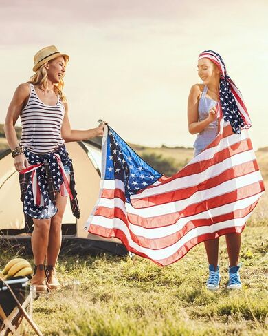 Coume American Flag الوطنية وشاح الشيفون للنساء الإكسسوارات البيضاء والأزرق في الرابع من يوليو يوم استقلال شال in Kuwait
