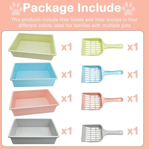 kathson 3 Pcs Open Cat Litter Box with Scoops Plastic Kitty Litter Pan Medium Cat Litter Tray Durable Nonstick Cat Toilet for Kitty Puppy Bunny and Other Small Animals 15 X 11 X 4 Inches in Kuwait
