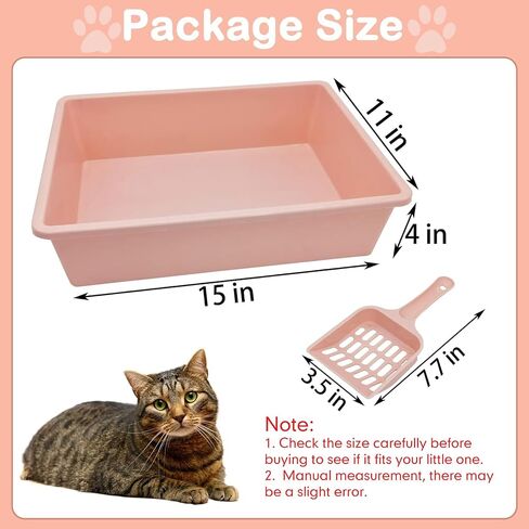 kathson 3 Pcs Open Cat Litter Box with Scoops Plastic Kitty Litter Pan Medium Cat Litter Tray Durable Nonstick Cat Toilet for Kitty Puppy Bunny and Other Small Animals 15 X 11 X 4 Inches in Saudi Arabia