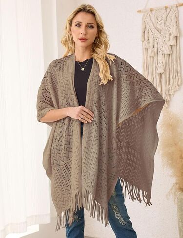 Ferand Women's Fringe Crochet Shawl يلف خفيفة الوزن معطفًا أماميًا مفتوحًا لكارديجان لربيع صيف in Kuwait