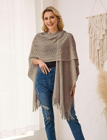 Ferand Women's Fringe Crochet Shawl يلف خفيفة الوزن معطفًا أماميًا مفتوحًا لكارديجان لربيع صيف in Kuwait