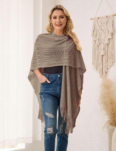 Ferand Women's Fringe Crochet Shawl يلف خفيفة الوزن معطفًا أماميًا مفتوحًا لكارديجان لربيع صيف in Kuwait