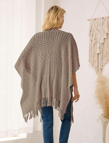 Ferand Women's Fringe Crochet Shawl يلف خفيفة الوزن معطفًا أماميًا مفتوحًا لكارديجان لربيع صيف in Kuwait