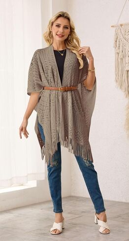Ferand Women's Fringe Crochet Shawl يلف خفيفة الوزن معطفًا أماميًا مفتوحًا لكارديجان لربيع صيف in Kuwait