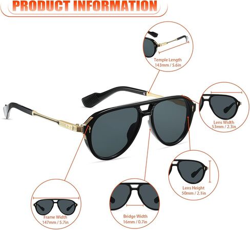 Vintage Retro 70s Sunglasses for Women Men, Fashion Disco Glasses, Double Bridge Aviators in Kuwait