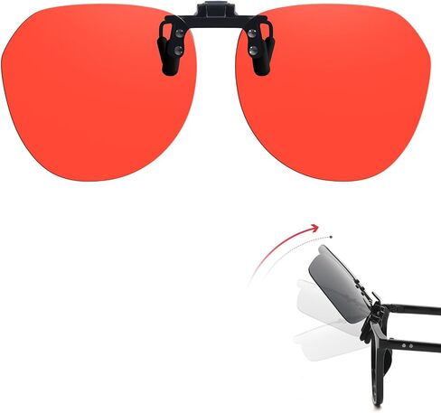 Clip On Blue Light Blocking Glasses Over Prescription Glasses Flip Up Frameless Orange Lens for Eyes Strain in Kuwait
