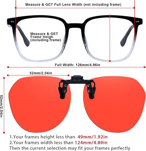 Clip On Blue Light Blocking Glasses Over Prescription Glasses Flip Up Frameless Orange Lens for Eyes Strain in Kuwait