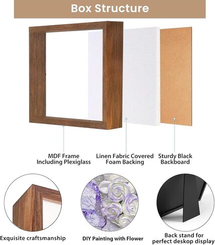 8x8 Shadow Box Frame with String Light, DIY Eternal Flower Display Case with Purple Butterfly Painting, Memory Box for Flower, Tickets & 3D Items, Mothers Day Anniversary Birthday Flower Gifts in Kuwait