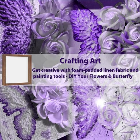 8x8 Shadow Box Frame with String Light, DIY Eternal Flower Display Case with Purple Butterfly Painting, Memory Box for Flower, Tickets & 3D Items, Mothers Day Anniversary Birthday Flower Gifts in Kuwait