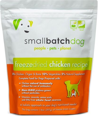 Smallbatch Pets Freeze-Dried Premium Raw Food Diet for Dogs, Beef Recipe, 14 oz, Made in The USA, Organic Produce, Humanely Raised Meat, Hydrate and Serve Patties, Single Source Protein, Healthy in Saudi Arabia