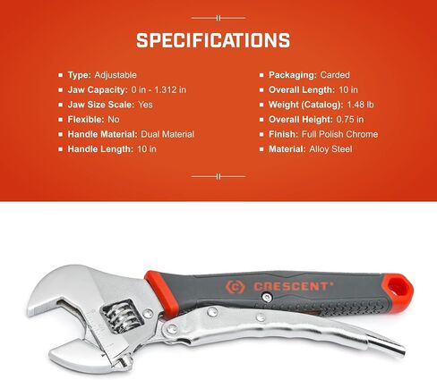 Crescent 10" Locking Adjustable Dual Material Wrench | ACL10VS in Saudi Arabia