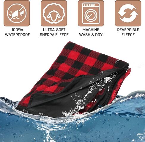 Tirrinia Waterproof Outdoor Blanket with Sherpa Lining, Windproof Triple Layers Warm Comfy Foldable for Camping Stadium, Sports, Picnic, Grass, Concerts, Pet, 59" x 80" Orange - Machine Washable in Saudi Arabia
