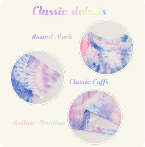 Girls Clothes Two Piece Tie Dye Summer Vacation Outfits Clothing Shirt and Shorts Matching Sets for Girls 4-13 Years in Kuwait