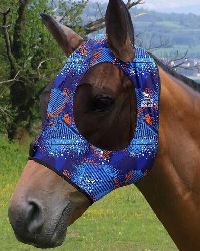 Harrison Howard Elasticity Horse Fly Mask Superb Comfort with UV Protection -Flag Grid (L; Full Size) in Saudi Arabia