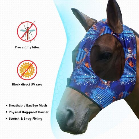 Harrison Howard Elasticity Horse Fly Mask Superb Comfort with UV Protection -Flag Grid (L; Full Size) in Saudi Arabia