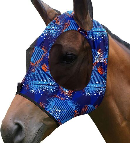 Harrison Howard Elasticity Horse Fly Mask Superb Comfort with UV Protection -Flag Grid (L; Full Size) in Saudi Arabia