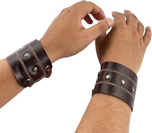 Hide & Drink, Men’s Wristband Handmade from Full Grain Leather - Bourbon Brown in Saudi Arabia
