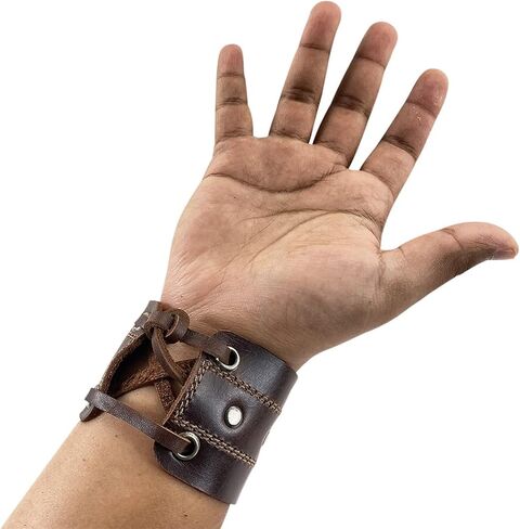 Hide & Drink, Men’s Wristband Handmade from Full Grain Leather - Bourbon Brown in Saudi Arabia