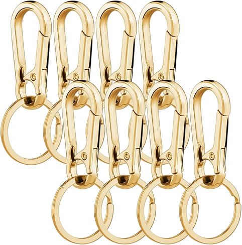 8Pcs Metal Keychains Keyring Key Chain Ring Carabiner Clips Holder Keychain Clip Organizer for Home Car Keys Key Finder Purse Charm Lanyard Hook Men Women Gold in Kuwait