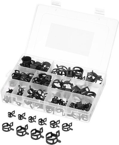 Meccanixity 100 PCS CHOLE FUEL LINE CLAMPS Spring Band Band Clamps ، 5 Size 6-10mm Silicone Air Tube Vacuum Hose Pipe Clamps Low Press in Kuwait