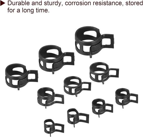 Meccanixity 100 PCS CHOLE FUEL LINE CLAMPS Spring Band Band Clamps ، 5 Size 6-10mm Silicone Air Tube Vacuum Hose Pipe Clamps Low Press in Kuwait