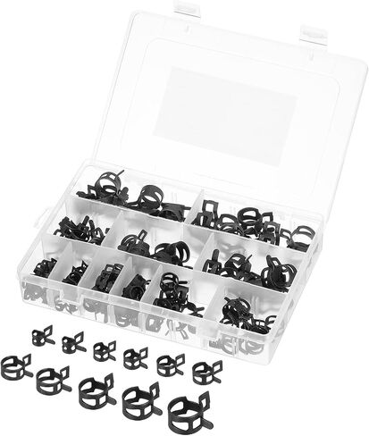 Meccanixity 100 PCS CHOLE FUEL LINE CLAMPS Spring Band Band Clamps ، 5 Size 6-10mm Silicone Air Tube Vacuum Hose Pipe Clamps Low Press in Kuwait