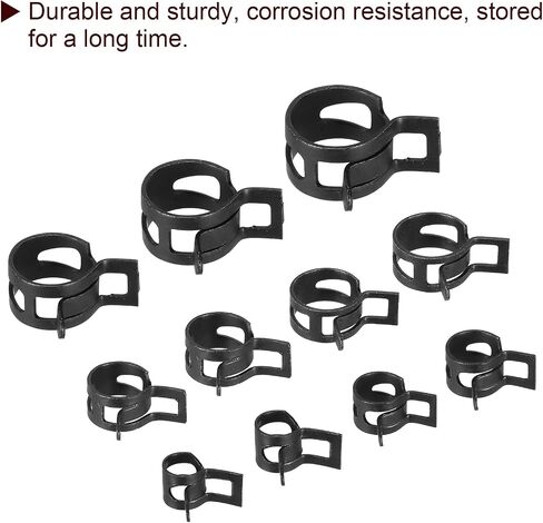 Meccanixity 100 PCS CHOLE FUEL LINE CLAMPS Spring Band Band Clamps ، 5 Size 6-10mm Silicone Air Tube Vacuum Hose Pipe Clamps Low Press in Kuwait