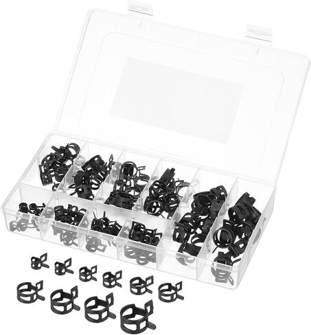 Meccanixity 100 PCS CHOLE FUEL LINE CLAMPS Spring Band Band Clamps ، 5 Size 6-10mm Silicone Air Tube Vacuum Hose Pipe Clamps Low Press in Kuwait