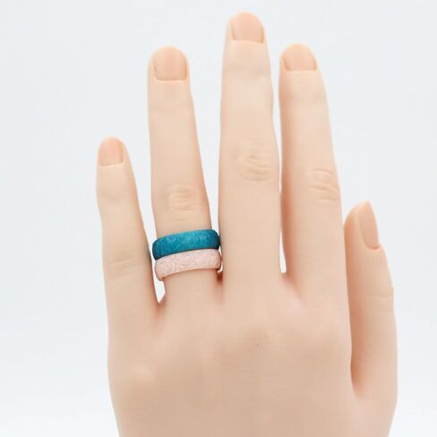 Zollen Women's Silicone Wedding Bands Set of 4/7 - Stackable Silicone Wedding Bands - Innovative Branches and Leaves Floral Collection in Kuwait