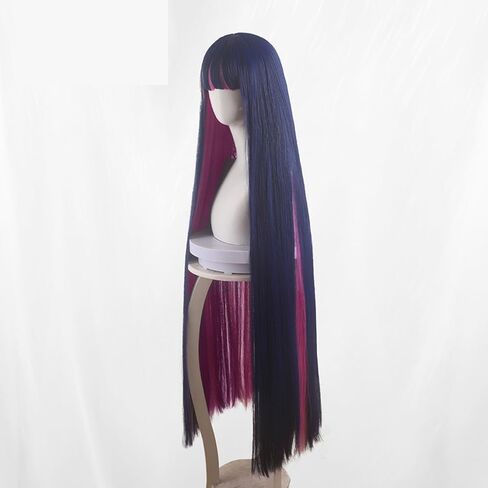 Anime Cosplay Wig Long straight Hair Wig with Bangs Blue and Pink Mixed Wig Heat Resistant Synthetic Hair Wigs 120 CM in Kuwait