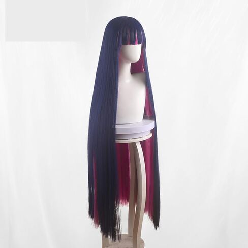 Anime Cosplay Wig Long straight Hair Wig with Bangs Blue and Pink Mixed Wig Heat Resistant Synthetic Hair Wigs 120 CM in Kuwait