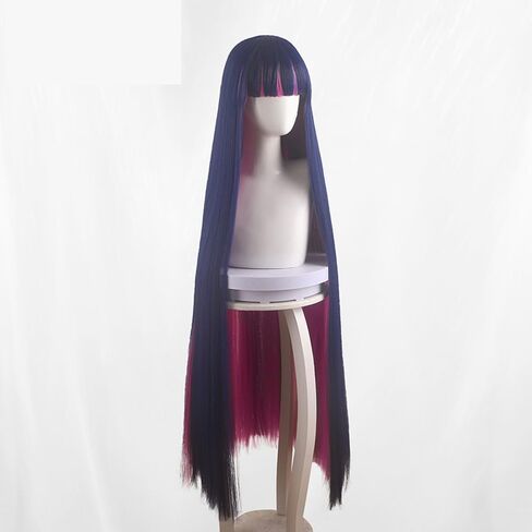 Anime Cosplay Wig Long straight Hair Wig with Bangs Blue and Pink Mixed Wig Heat Resistant Synthetic Hair Wigs 120 CM in Kuwait