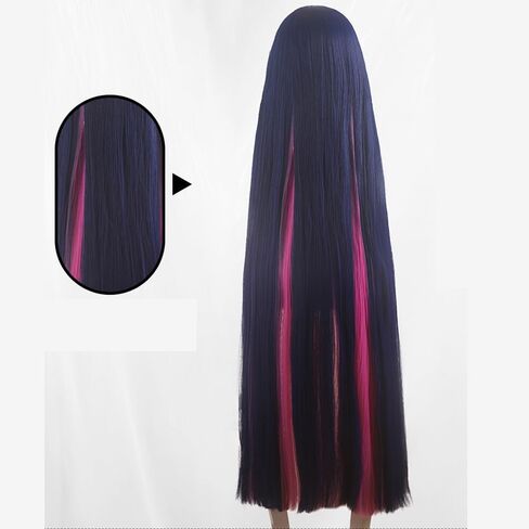 Anime Cosplay Wig Long straight Hair Wig with Bangs Blue and Pink Mixed Wig Heat Resistant Synthetic Hair Wigs 120 CM in Kuwait