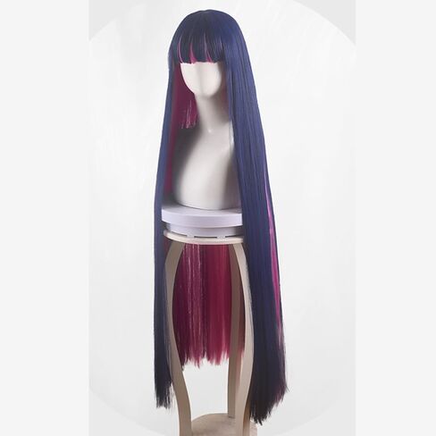 Anime Cosplay Wig Long straight Hair Wig with Bangs Blue and Pink Mixed Wig Heat Resistant Synthetic Hair Wigs 120 CM in Kuwait