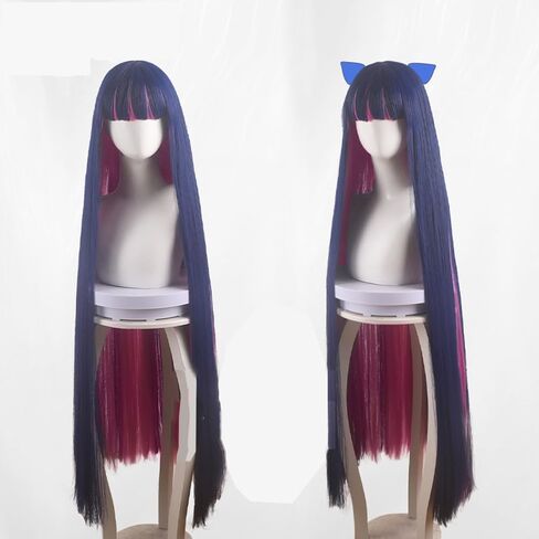 Anime Cosplay Wig Long straight Hair Wig with Bangs Blue and Pink Mixed Wig Heat Resistant Synthetic Hair Wigs 120 CM in Kuwait