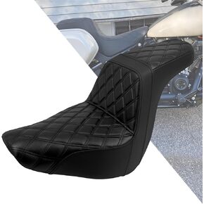 HDBUBALUS Motorcycle Seat Driver Passenger Seat PU Leather Seat Pillion Fit For Harley Low Rider Low Rider S ST 2018-up (Black Stitching)