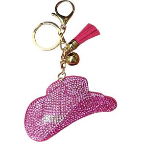 Popfizzy Bling Pink Cowboy Hat Keychain for Women and Girls, Purse Charms for Handbags, Cowgirl Accessories, Cowgirl Gifts