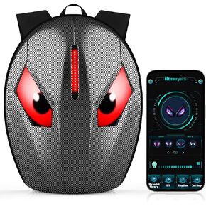 Motorcycle Backpack for Men, LED Backpack With DIY Programmable Full Color Screen, Hard Shell Large Capacity Waterproof Helmet Bag Laptop Backpack