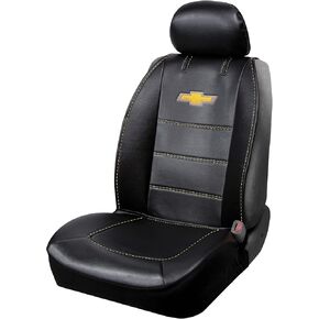 Plasticolor 008626R01 Deluxe Seat Cover Compatible with Chevrolet Embroidered Logo High Contrast Stitching Premium 3pc Sideless, Black